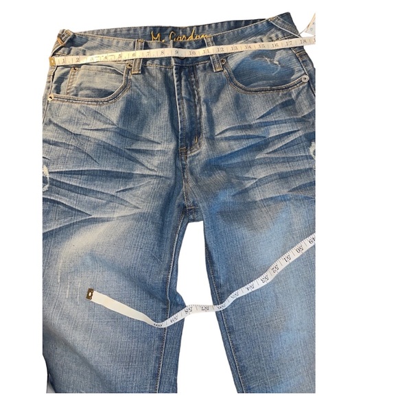 M. Gordon distressed men’s jeans with Skull design on back pocket 34 X 34 - Picture 11 of 15